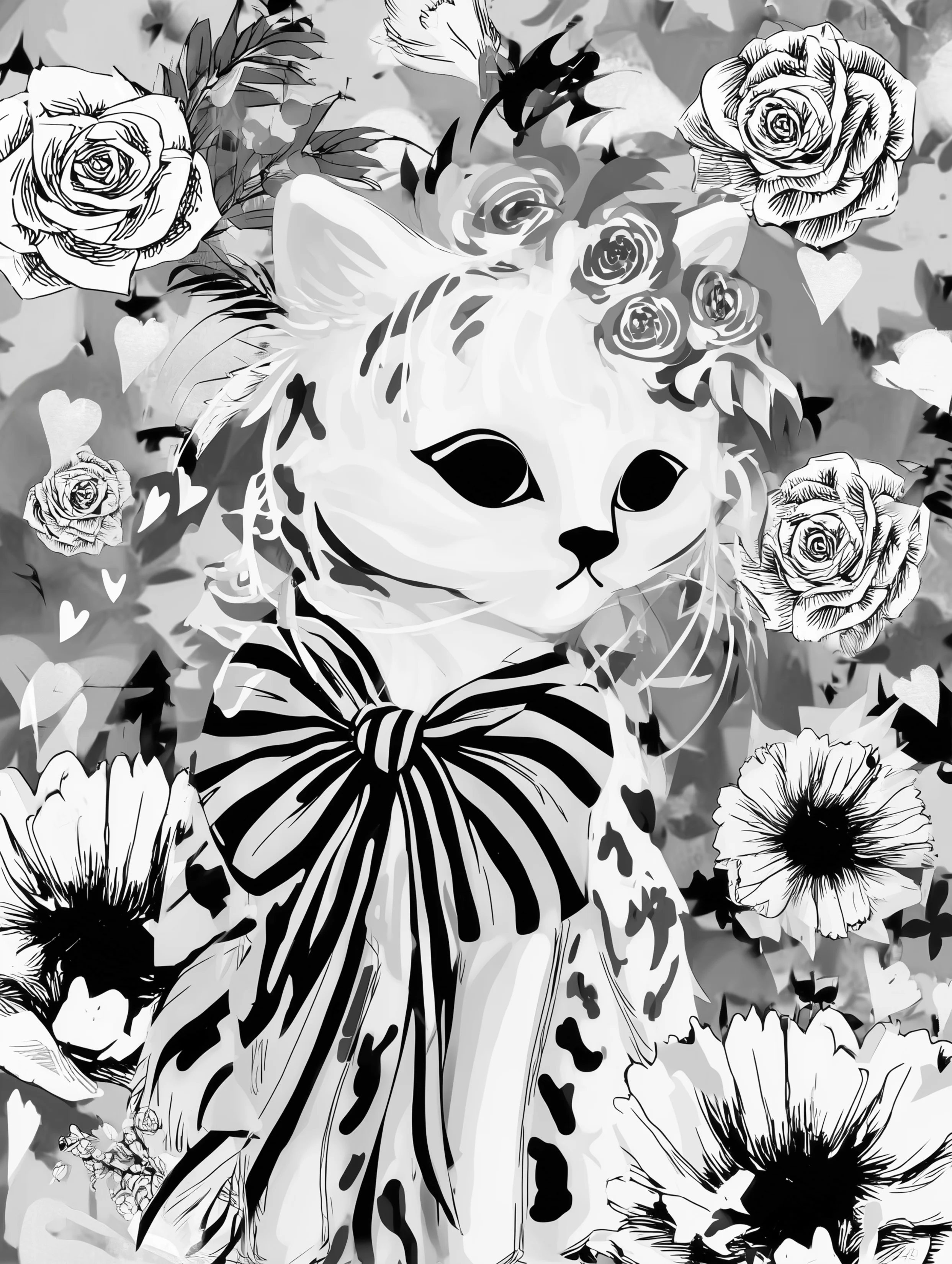 Free printable kitten coloring page featuring gray background kitten coloring page
